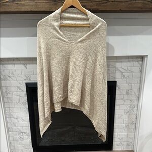 Cashmere blends beige oatmeal poncho sweater